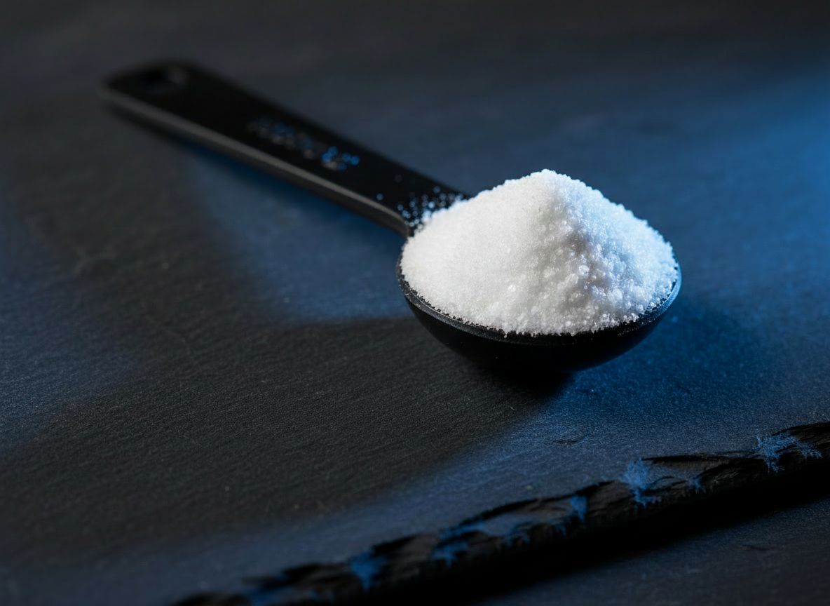 Nutritional powder in a measuring spoon