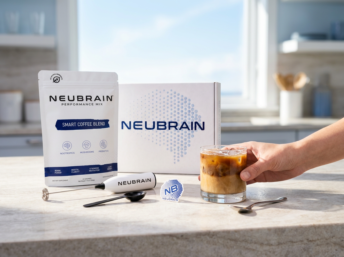 NEUBRAIN Smart Coffee and starter kit in a morning kitchen ritual